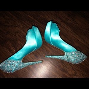 Teal sparkly heels
